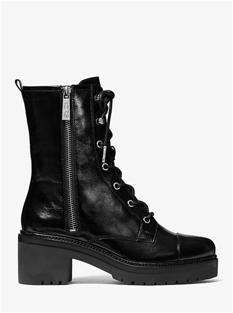 michael kors anaka boot|Anaka Crinkled Leather Combat Boot .